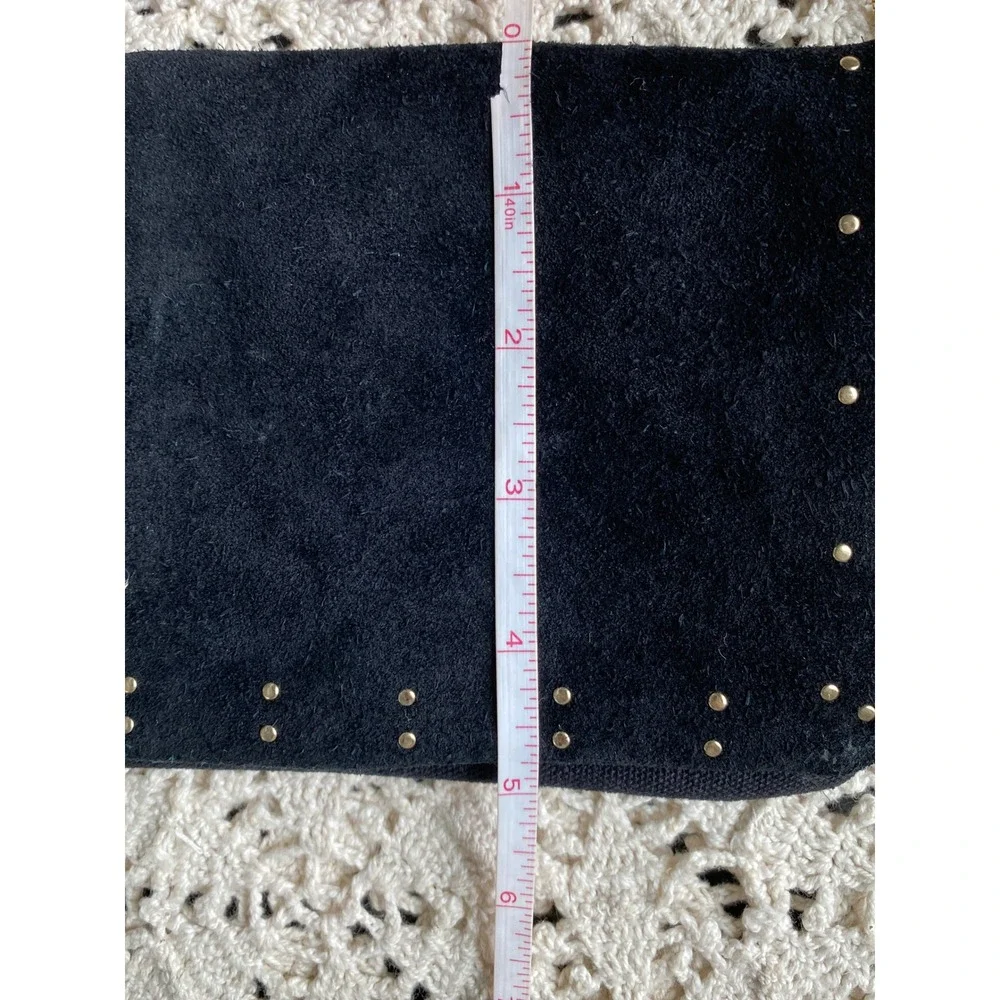 Free People Kingston Crossbody‎ Bag Black Suede Gold Studded Clutch Boho Glam